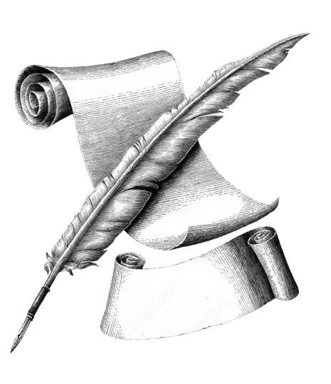 Writer's hand with quill